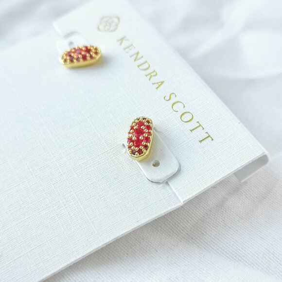Kendra Scott Grayson Ruby Crystal Gold Crystal Stud Earrings - Picture 2 of 3